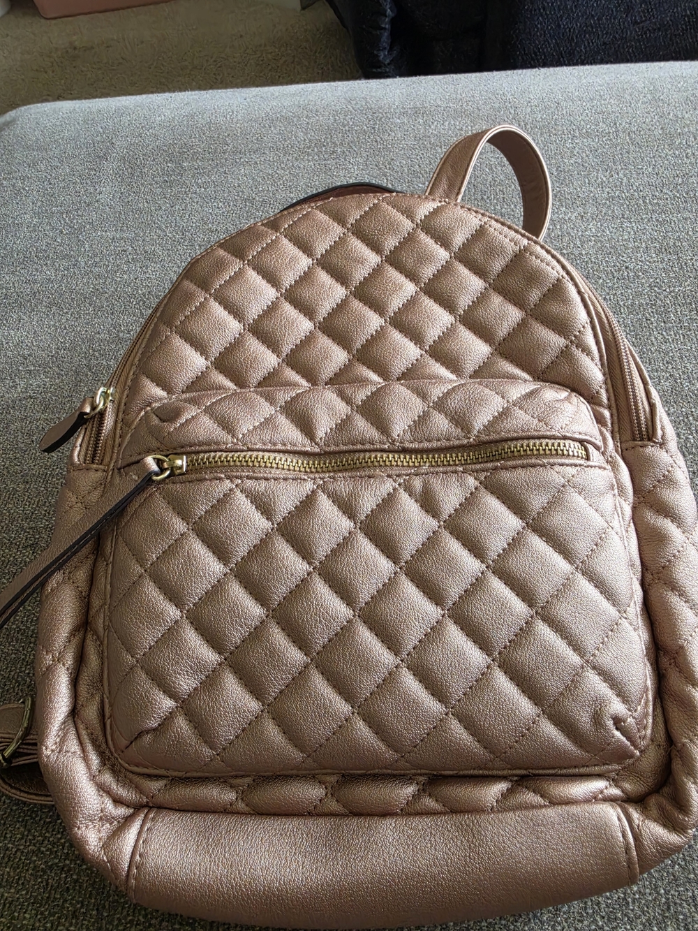 Liz Claiborne Quilted Metallic Rose Gold Backpack Purse – Women's Fashion Pack